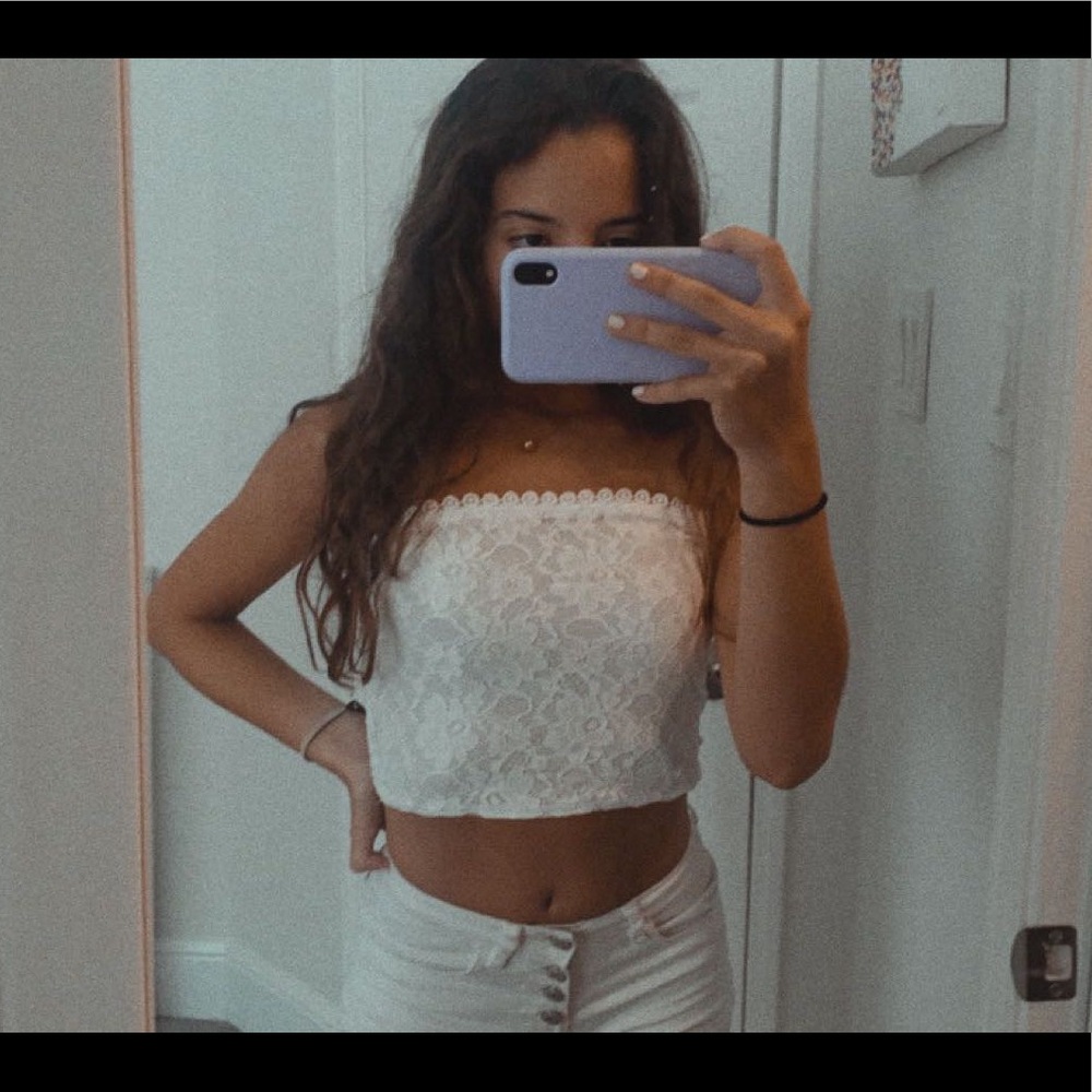 White Laced Crop Top